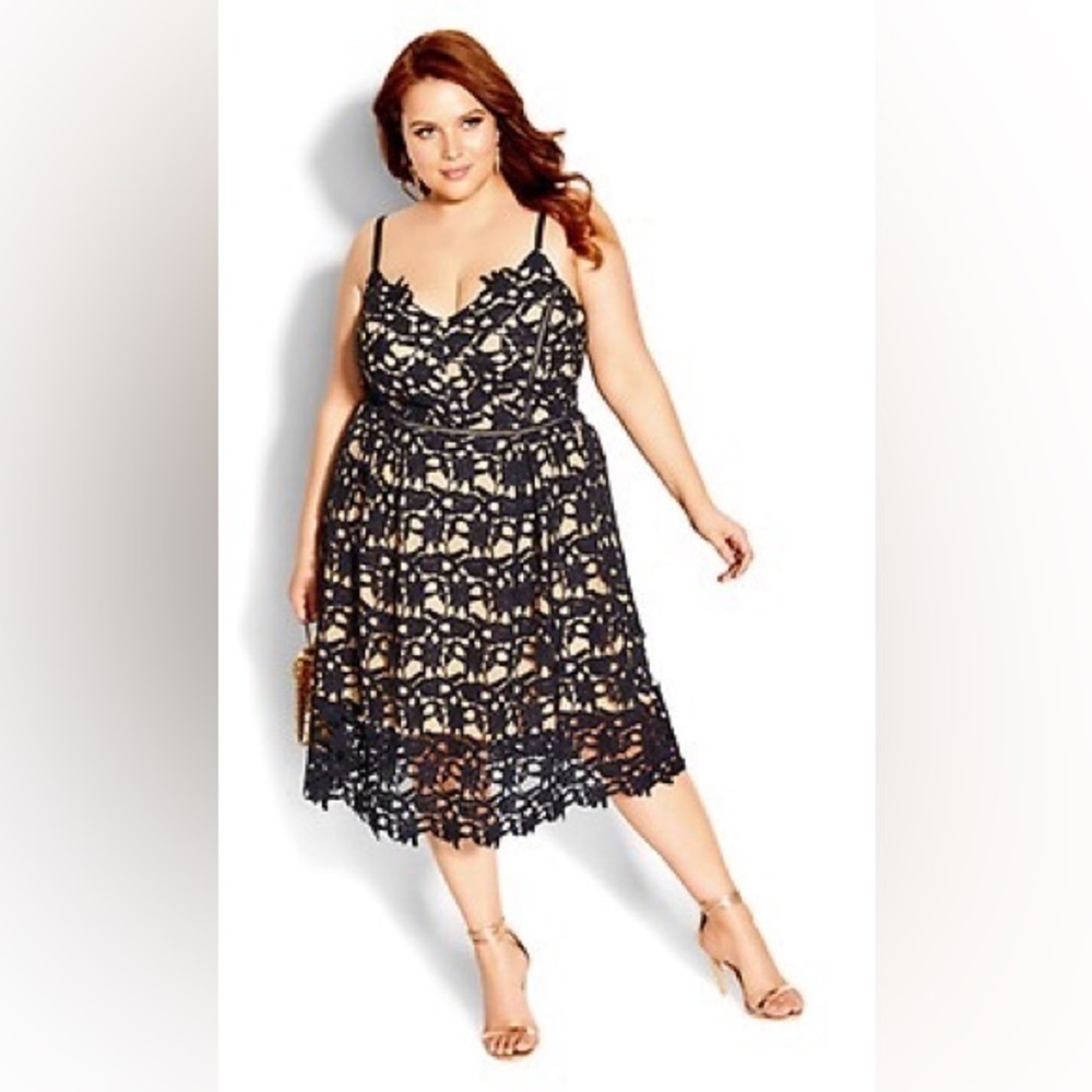 City Chic So Fancy Navy Lace Dress Extra Small (14) NWT